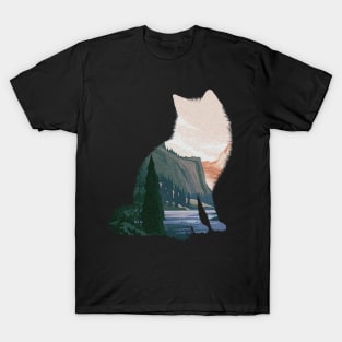 Beautiful Illustration Of A Forest and Lake Inside A Fox T-Shirt